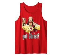 Kevin Smith View Askewniverse Buddy Christ Got Finger Guns Camiseta sin Mangas, Hombre, Rojo, M