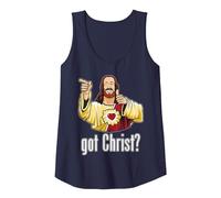 Kevin Smith View Askewniverse Buddy Christ Got Finger Guns Camiseta sin Mangas, Mujer, Azul Marino, XL