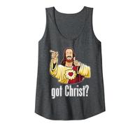 Kevin Smith View Askewniverse Buddy Christ Got Finger Guns Camiseta sin Mangas, Mujer, Jaspeado Oscuro, XXL