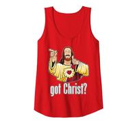 Kevin Smith View Askewniverse Buddy Christ Got Finger Guns Camiseta sin Mangas, Mujer, Rojo, S