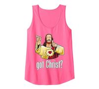 Kevin Smith View Askewniverse Buddy Christ Got Finger Guns Camiseta sin Mangas, Mujer, Rosado Neón, S