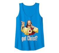 Kevin Smith View Askewniverse Buddy Christ Got Finger Guns Camiseta sin Mangas, Mujer, Zafiro, M