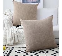 Kevin Textile Decor - Funda de cojín de arpillera con Forro de Lino Natural para Cama/sofá, 26 x 26 Pulgadas (2 Piezas, Lino Natural)