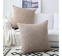 Kevin Textile - Fundas de Almohada de Lino sintético con diseño de Estrella, Muy Suaves, para Dormitorio, sofá, Coche, 2 Piezas, 24 x 24 Pulgadas, Lino Natural
