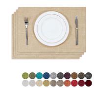 Kevin Textile - Juego de 4 manteles Individuales de Lino de arpillera, Resistentes al Calor, Lavables para Mesa de Comedor, Cocina, 13 x 19 Pulgadas, Color Beige Crema
