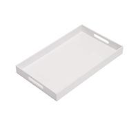 KEVLANG Bandeja de servir acrílica resistente blanca brillante con asas, 12 x 20 pulgadas, para servir café, aperitivos, desayuno, encimera de cocina, organizador de cajones de maquillaje, mesa de