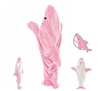 Kevrnabxi Manta de tiburón para niños Adultos, Sudadera con Capucha de Franela con Manta de tiburón para Usar, Manta de una Pieza con Animales de Dibujos Animados de Color Rosa (L【190 * 120CM】)
