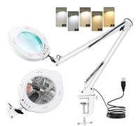 Kevsuvqin Lupa con Luz Led para Manualidades, 10X Lupas de Gran Aumento, 5 Color, 10 Brillo, Lampara con Pinza Metálico & Brazo Largo Ajustable, Lampara Lupa Led con Luz para Costura & Reparación