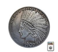 KEWEIYASW Monedas conmemorativas Antiguas de 1907 - Dólares Morgan sin Circular - Descubra la Historia de Las Monedas estadounidenses (Dé 1 penique al Azar, reciba 1 penique)