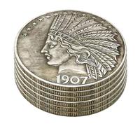 KEWEIYASW Réplica de Moneda Antigua Estadounidense de Diez dólares con Cabeza de Indio Morgan de 6 Piezas de 1908, colección de Estados Unidos, Recuerdo for Fiestas