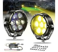 Kewig Faro LED de trabajo 90 W ámbar/amarillo blanco faro adicional bicolor faro antiniebla con arnés de cableado faro de trabajo todoterreno compatible con motocicleta J-eep, SUV