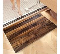 kewing Alfombra de baño de impresión 3D con Tablero de Madera de diatomita Absorbente Antideslizante 3 Capas de Secado rápido Alfombra de Ducha Realista Tipo Suelo de Madera para el hogar