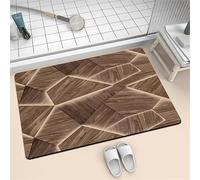 kewing Alfombra de baño de Piedra de diatomeas Absorbente Antideslizante con diseño de Madera 3 Capas de Secado rápido Estampado geométrico Ligero alfombras para el Suelo del hogar y la Ducha
