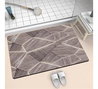 kewing Alfombra de baño de Piedra de diatomeas Absorbente Antideslizante con diseño de Madera 3 Capas de Secado rápido Estampado geométrico Ligero alfombras para el Suelo del hogar y la Ducha