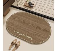 kewing Alfombra de baño Ovalada de Madera con Grano Absorbente y Antideslizante de diatomita 3 Capas de Secado rápido Alfombra de Ducha Arte Lineal Minimalista tapetes para Suelo