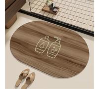 kewing Alfombra de baño Ovalada de Madera con Grano Absorbente y Antideslizante de diatomita 3 Capas de Secado rápido Alfombra de Ducha Arte Lineal Minimalista tapetes para Suelo