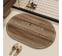 kewing Alfombra de baño Ovalada de Madera con Grano Absorbente y Antideslizante de diatomita 3 Capas de Secado rápido Alfombra de Ducha Arte Lineal Minimalista tapetes para Suelo