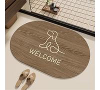 kewing Alfombra de baño Ovalada de Madera con Grano Absorbente y Antideslizante de diatomita 3 Capas de Secado rápido Alfombra de Ducha Arte Lineal Minimalista tapetes para Suelo