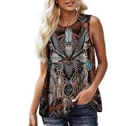 kewing Camiseta sin mangas de mujer con estampado 3D azteca occidental Top suelto casual con escote en V estilo boho étnico Camisa túnica de verano