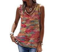 kewing Camiseta sin mangas de mujer con estampado 3D azteca occidental Top suelto casual con escote en V estilo boho étnico Camisa túnica de verano