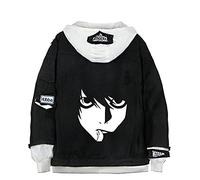 kewing Hombres y Mujeres Death Note Anime suéter de Mezclilla Night God L Sudadera con Capucha Suelta Chaqueta de Mezclilla Casual Ropa