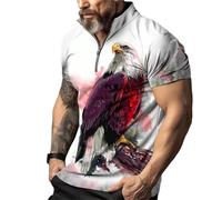 kewing Moda Patrón de águila Hombres Polos Camisa Plus Size Manga Corta 3D Animal Impreso Streetwear Hip Hop Verano Casual Tops