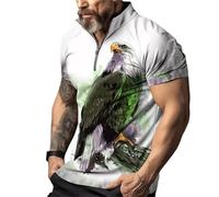 kewing Moda Patrón de águila Hombres Polos Camisa Plus Size Manga Corta 3D Animal Impreso Streetwear Hip Hop Verano Casual Tops