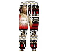 kewing Pantalones Deportivos con Estampado de los Caballeros Templarios y Jesús Pantalones de chándal con Estampado 3D Bolsillos elásticos Pantalones Deportivos