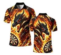 kewing Polo con diseño gráfico de dragón para Hombre Polo de Verano a la Moda Ropa Urbana Holgada Uniformes para Equipos