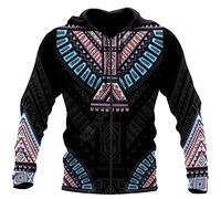 kewing Sudaderas con Capucha para Hombre, Jersey con Estampado de Tatuaje Indio Nativo Americano, Sudadera con Capucha, Chaqueta con Cremallera de tótem étnico con Estampado 3D Suelto Retro
