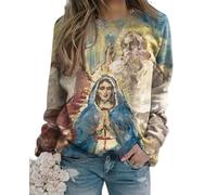 kewing Vintage 3D Diego De Guadalupe Virgen María Impresión Sudaderas para Mujeres Unisex Moda Ropa Callejera Cuello Redondo Sudaderas Top
