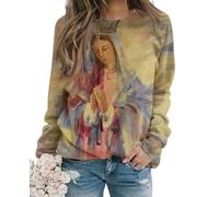 kewing Vintage 3D Diego De Guadalupe Virgen María Impresión Sudaderas para Mujeres Unisex Moda Ropa Callejera Cuello Redondo Sudaderas Top