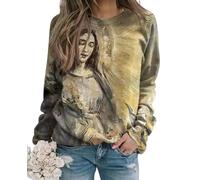kewing Vintage 3D Diego De Guadalupe Virgen María Impresión Sudaderas para Mujeres Unisex Moda Ropa Callejera Cuello Redondo Sudaderas Top