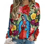 kewing Vintage 3D Diego De Guadalupe Virgen María Impresión Sudaderas para Mujeres Unisex Moda Ropa Callejera Cuello Redondo Sudaderas Top