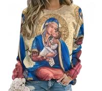 kewing Vintage 3D Diego De Guadalupe Virgen María Impresión Sudaderas para Mujeres Unisex Moda Ropa Callejera Cuello Redondo Sudaderas Top
