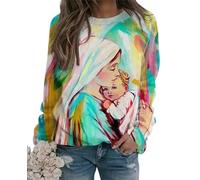 kewing Vintage 3D Diego De Guadalupe Virgen María Impresión Sudaderas para Mujeres Unisex Moda Ropa Callejera Cuello Redondo Sudaderas Top
