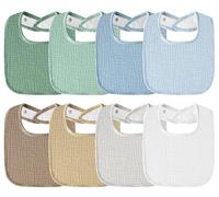 Kewlife gift Baberos Bebe de Muselina Para Bebé, Pañuelo Cuadrado Para el Cuello Del Bebé, Baberos Ajustables Para Niños y Niñas - 8 Paquetes