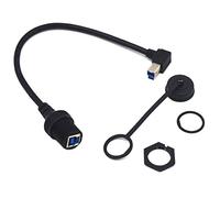 Kework Cable de montaje USB tipo B 3.0 de 0,3 metros, ángulo recto de 90 grados, USB B macho a hembra, cable de extensión para coche, camión, barco, motocicleta, salpicadero (USB B 3.0 - R)