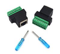 Kework Paquete de 2 adaptadores de red RJ45 Ethernet 8P8C hembra a AV de 8 pines de tornillo, adaptador de bloque convertidor (hembra RJ45)