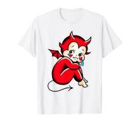 Kewpie Baby Devil Llorando Demonio Triste Camiseta gráfica económica, Hombre, Blanco, L