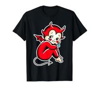 Kewpie Baby Devil Llorando Demonio Triste Camiseta gráfica económica, Hombre, Negro, L