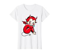 Kewpie Baby Devil Llorando Demonio Triste Camiseta gráfica económica, Mujer, Blanco, S