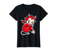 Kewpie Baby Devil Llorando Demonio Triste Camiseta gráfica económica, Mujer, Negro, M