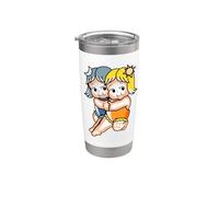 Kewpie Baby Gemini Zodiac Twins Sun Moon Vaso térmico de acero inoxidable de doble pared