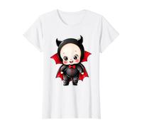 Kewpie Baby Lindo Vampiro Demon Devil Camiseta gráfica económica, Mujer, Blanco, XS