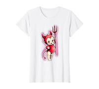 Kewpie - Disfraz de Diablo para niña Camiseta gráfica económica, Mujer, Blanco, XL