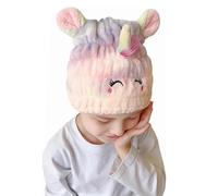 KEWUF 1 Piezas Toallas para Secar el Pelo Toalla de Microfibra Suave Súper Absorbentes Coral Fleece con Botón Apto para Todo Tipo de Cabello Unicornio