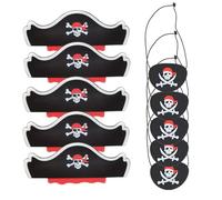 KEWUF 10 Pcs Sombrero Pirata para Niños, Sombrero Pirata de Fieltro Diadema Pirata Cumpleaños Pirata, Accesorios para Disfraz de Pirata Infantil, Accesorios Piratas para Halloween Fiestas