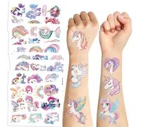 KEWUF 10 piezas Tatuajes Temporales de unicornio, Coloridos Pequeños Pegatinas de Tatuaje de Flores de unicornio Impermeables Lindos para Adultos Niños Cara Cuerpo Fiesta de Cumpleaños Carnaval