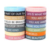 KEWUF 16 Piezas Pulseras Motivacionales, Pulseras de Silicona Coloridas, Frases Motivadoras, Pulsera de Inspiración, Pulseras con Frases Inspiradoras para Niños y Adultos
